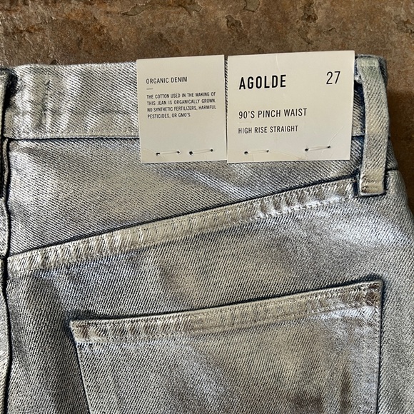NWT Agolde 90s Pinch Waist Jeans in Tinfoil - Picture 4 of 6